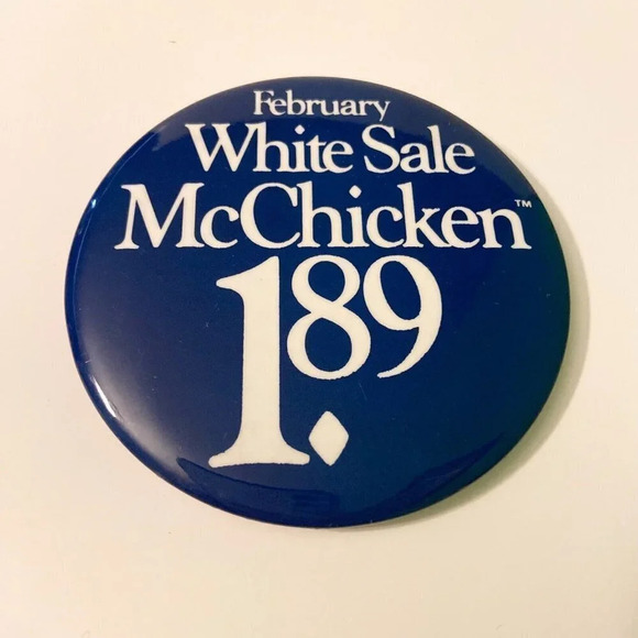 Vintage McDonalds February White Sale  McChicken Button Pin Collectible Pinback - Picture 8 of 8